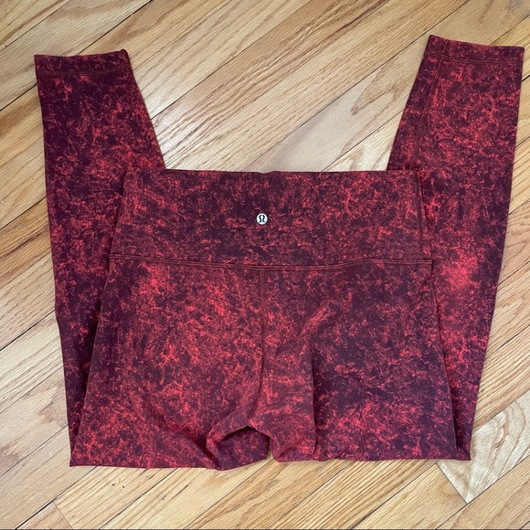 Lululemon Wunder Train High-Rise Tight 25" Denim Wash Print Autumn Red Black 10 - Picture 8 of 10